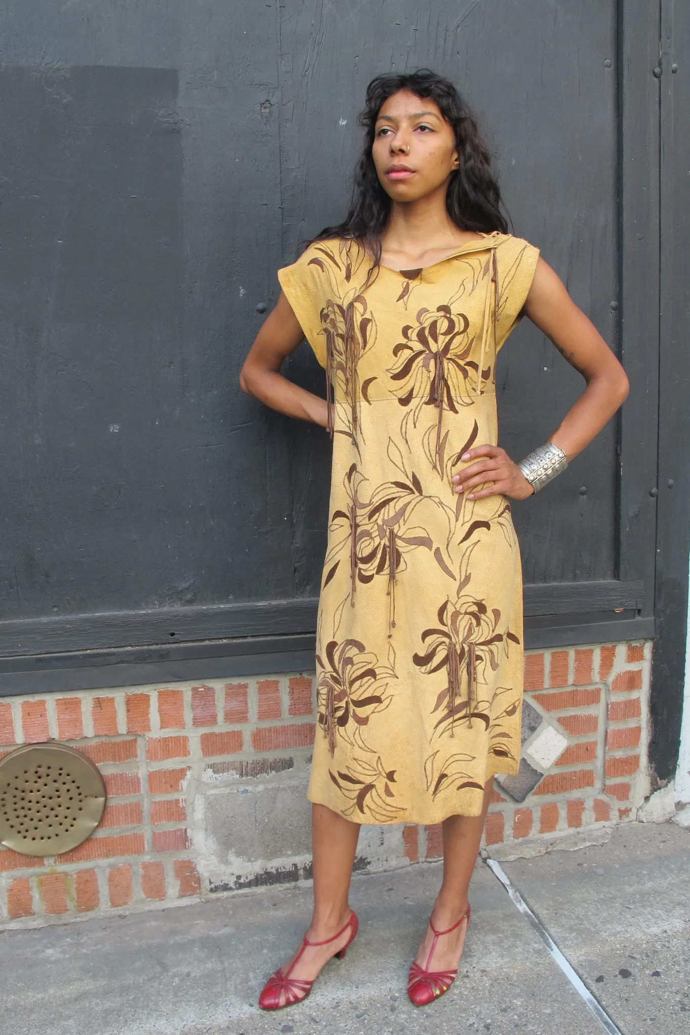 1970's Suede Leather Appliqué Dress - SOLD