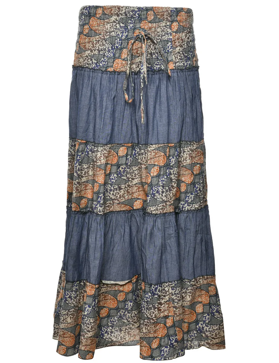 1990s Denim Tiered Skirt - XS
