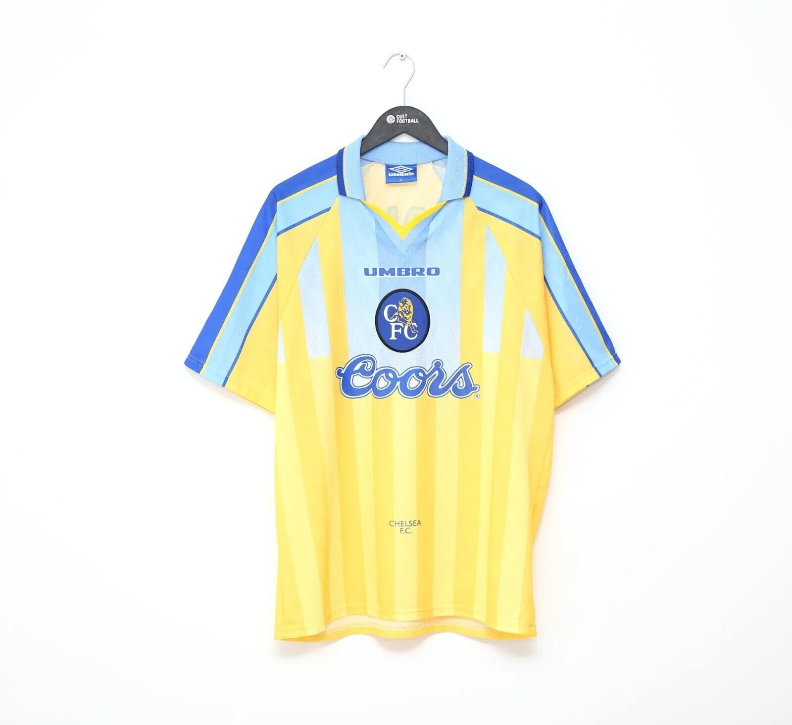 1996/97 ZOLA #25 Chelsea Vintage Umbro Away Football Shirt Jersey (L/XL) Italy
