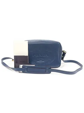 1BH089 Blue GLACE CALF gold square camera cross bag