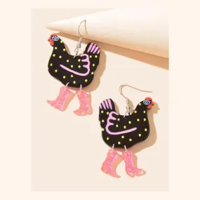 1pair Fashion Glitter Boots & Chick Drop Earrings