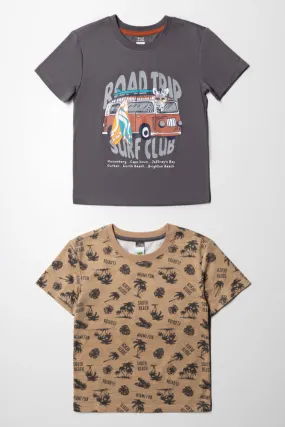 2 Pack Road Trip T-Shirts Charcoal & Stone