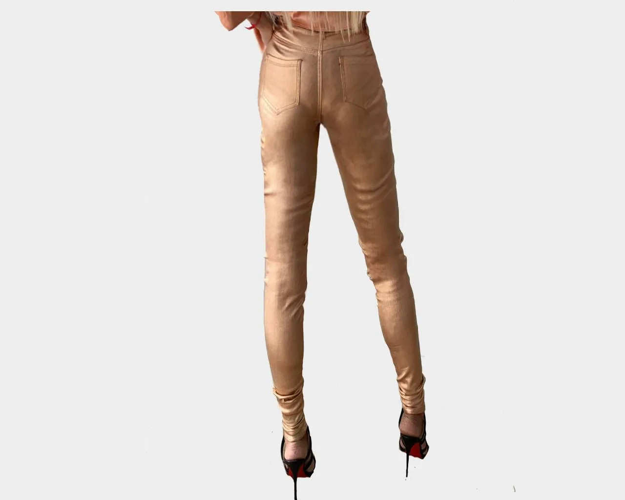 2. Rose Copper Rush Metallic Vegan-Leather jeans - The Milano