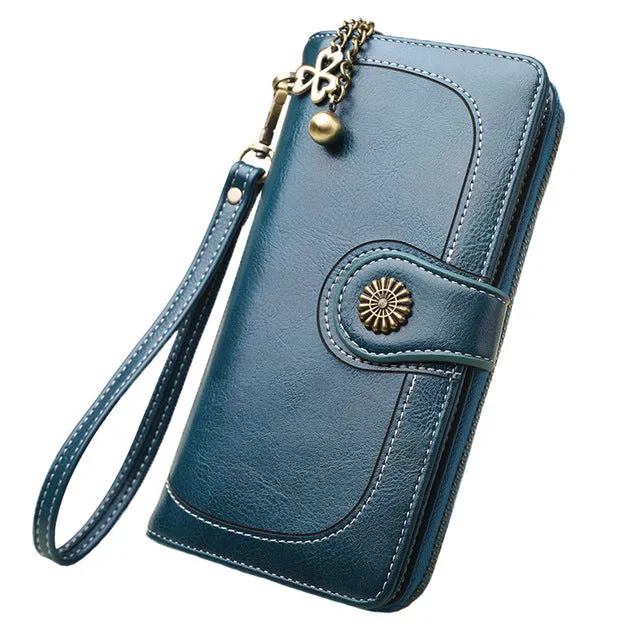 2018 New Vintage Button Phone Purses Women Wallets Female Purse Leather Brand Retro Ladies Long