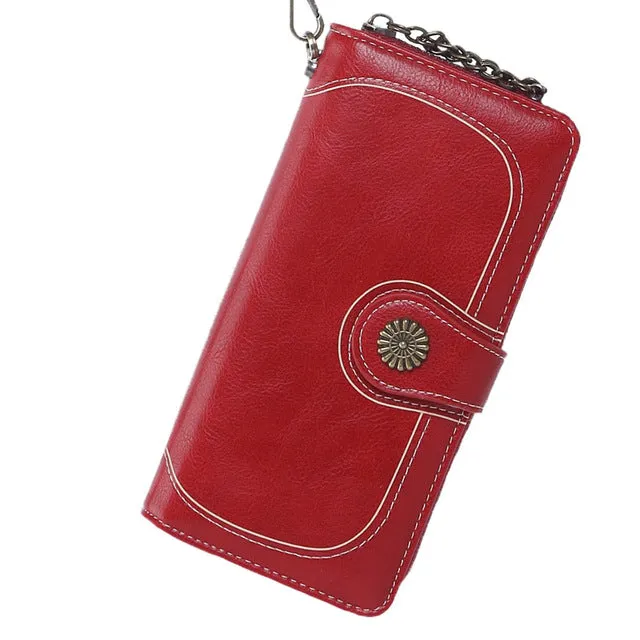 2018 New Vintage Button Phone Purses Women Wallets Female Purse Leather Brand Retro Ladies Long