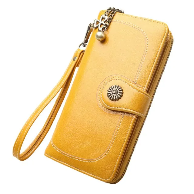 2018 New Vintage Button Phone Purses Women Wallets Female Purse Leather Brand Retro Ladies Long