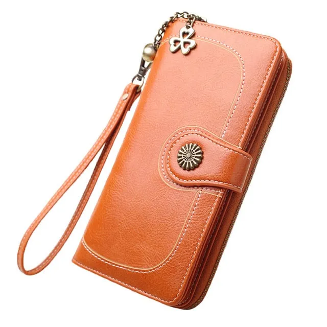 2018 New Vintage Button Phone Purses Women Wallets Female Purse Leather Brand Retro Ladies Long