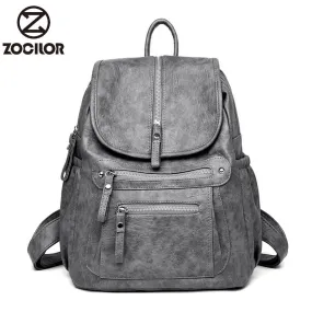 2018 Women Backpack high quality Leather  Fashion school Backpacks Female Feminine Casual Large Capacity Vintage Shoulder Bags