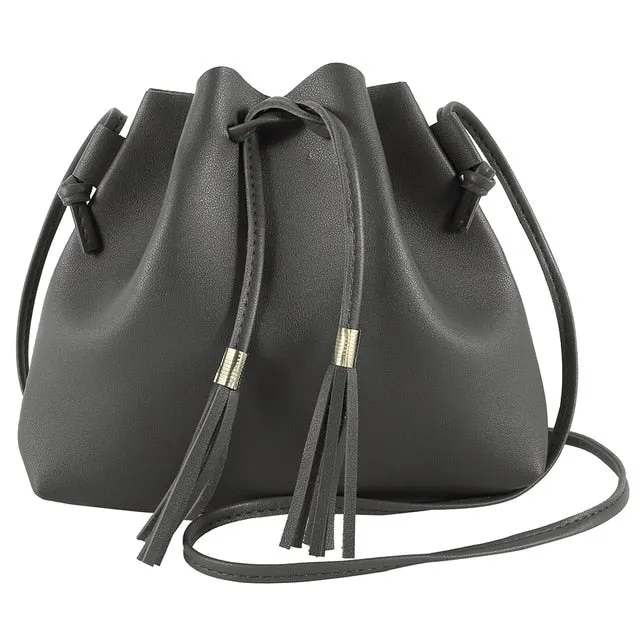 2020 Fashion Women High Quality Vintage Bucket Bag Tassel Messenger Bag Retro Shoulder Bag Simple Crossbody Bags Tote Handbag