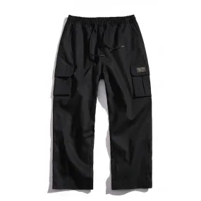 2021 Men Multi-pocket Elastic Waist Design Harem Pant Street Punk Hip Hop Red Casual Trousers Joggers Male Army Cargo Pants