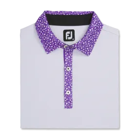 2023 FootJoy Mens Tossed Tulip Trim Polo - White / Violet
