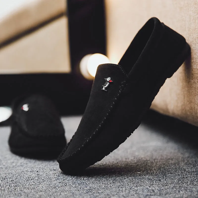 2024 new boys Korean version of British trendy shoes summer social people black loafers men's personality men's casual shoes