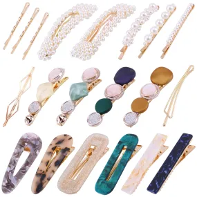 20Pcs Pearl Hair Clips - Fashion Pearls Hair Barrettes Sweet Artificial Macaron Acrylic Resin Barrettes Hairpins for Women,Ladies and Girls Headwear Styling Tools Hair Accessories