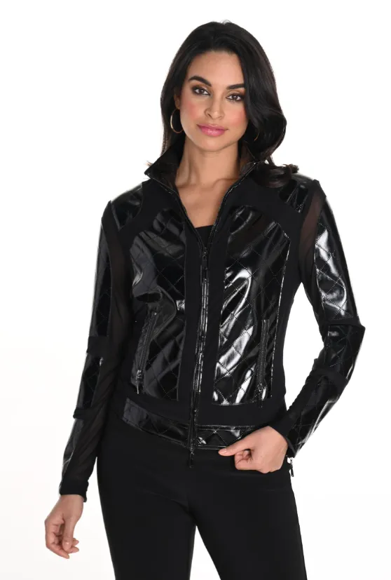 243481U - Mesh/Faux Leather Moto Jacket