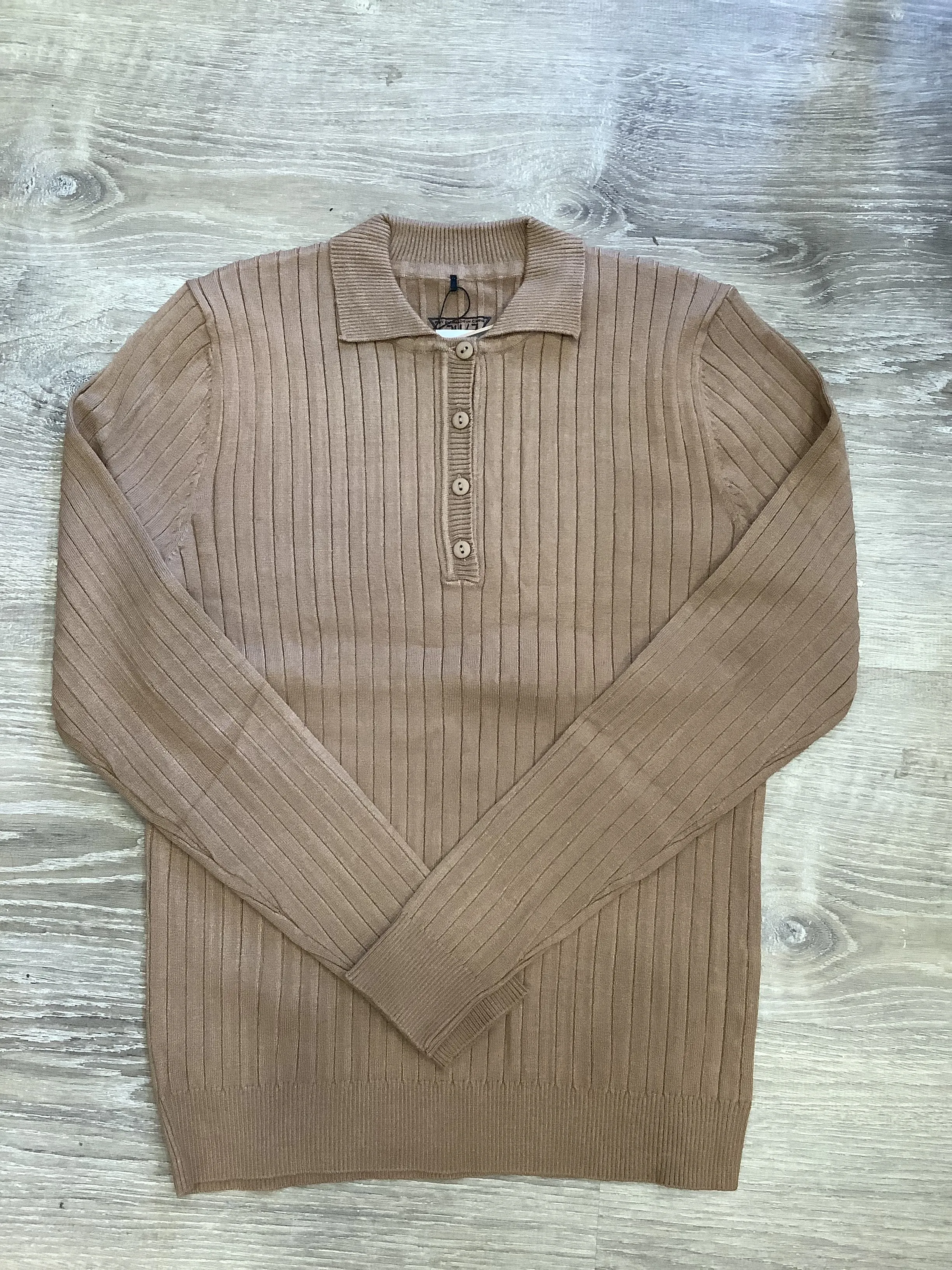 24/7 Ribbed Knit Sweater With Collar