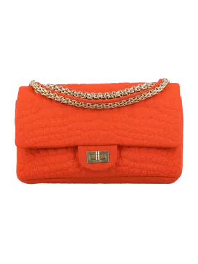 2.55 reissue 225 double flap crocodile quilted jersey shoulder bag