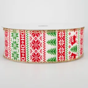 2.5" Holiday Sweater Ribbon: Red, Green, Gold (50 Yards)