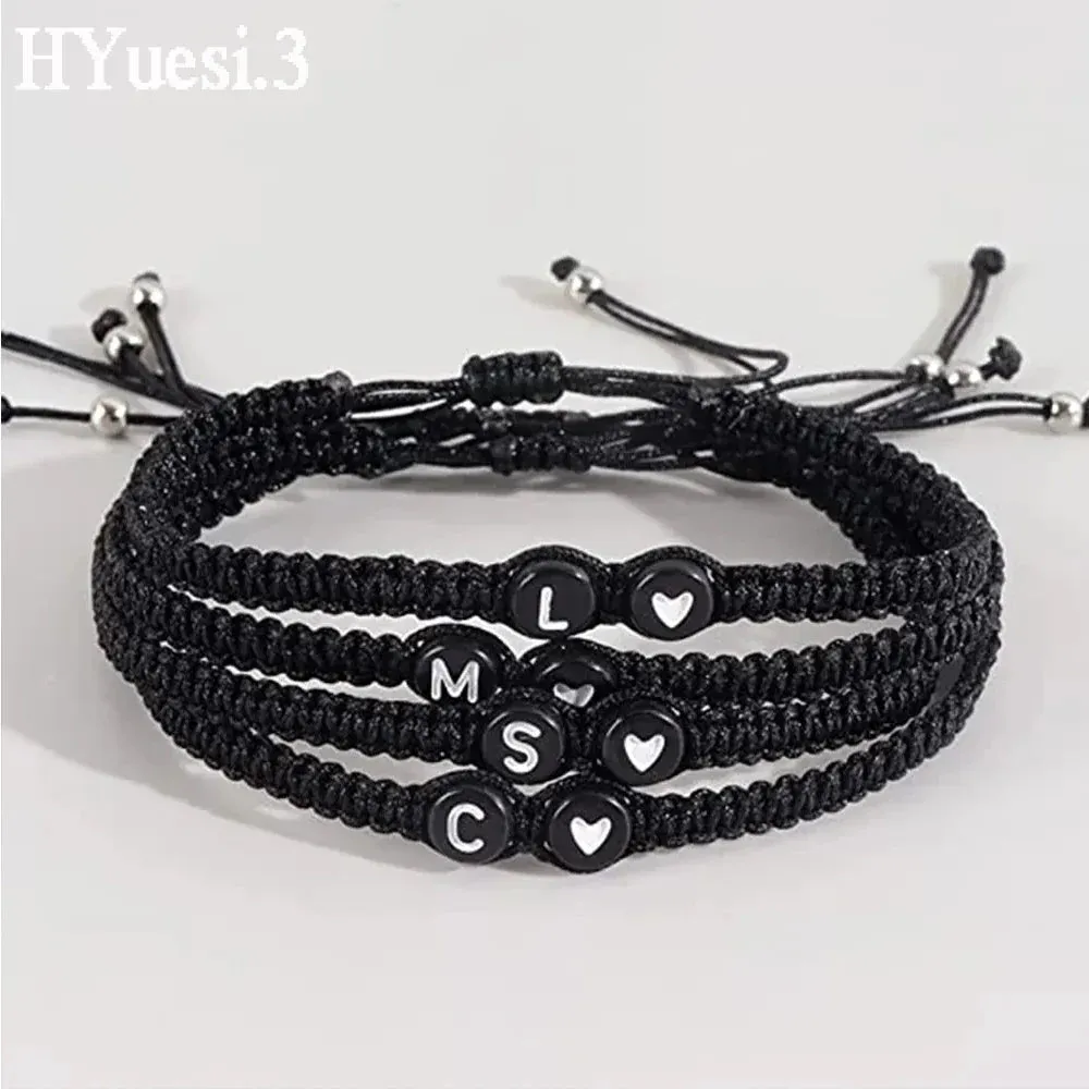 26 Letters Initial Heart Charms Bracelets Handmade Adjustable A-Z Name Braided Bracelets For Women Men Friendship Jewelry Gifts
