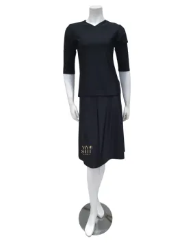 2PC-JR-CVRP-BLK Black Junior Swim Top & Skirt Set