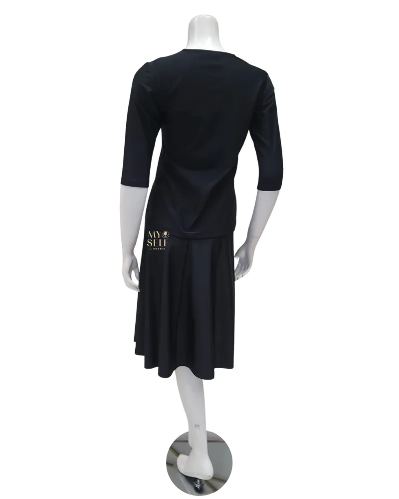 2PC-JR-CVRP-BLK Black Junior Swim Top & Skirt Set
