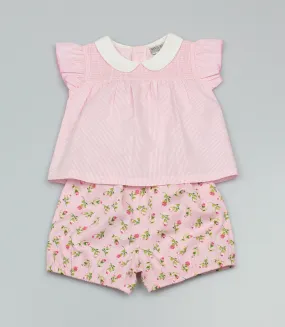 2pc Tunic & Bloomer Stripes & Floral Set  (0-9 Months)-SST/GF1099