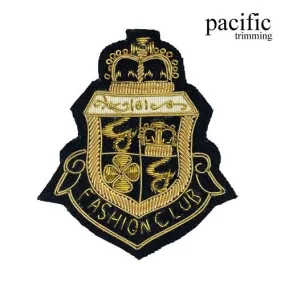 3 1/2" Zari Embroidery Fashion Club Emblem Badge Patch Sew On : PAVBZ952