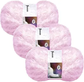 3 Pack Soft Fur Yarn Chunky Fluffy Faux Fur Yarn White Fuzzy Fur Yarn Cream Fur Yarn Eyelash Yarn for Crochet Knit Clothes Knitting (Off-Pink)