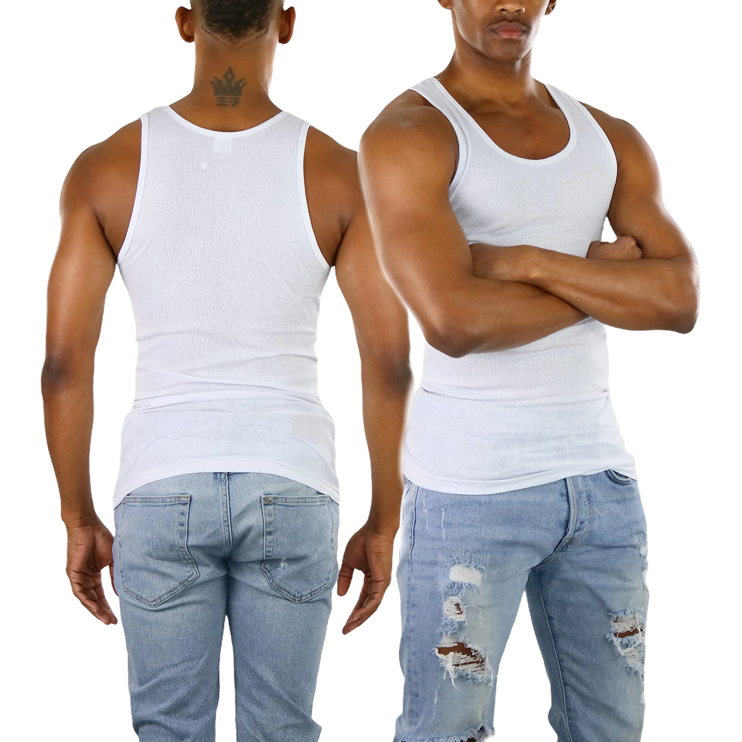3-Pack: ToBeInStyle Men's Slim Fit Generous Length A-Shirts