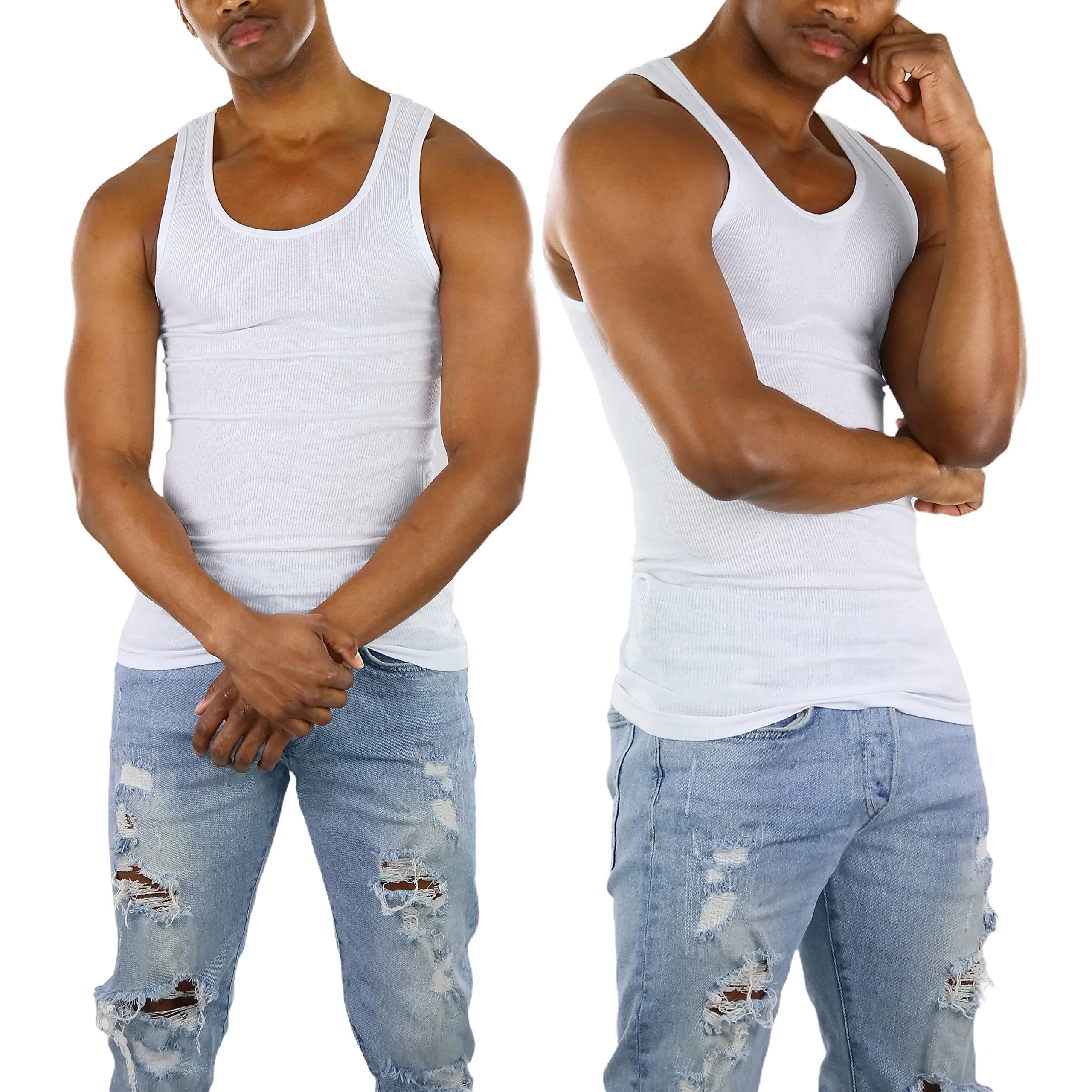 3-Pack: ToBeInStyle Men's Slim Fit Generous Length A-Shirts