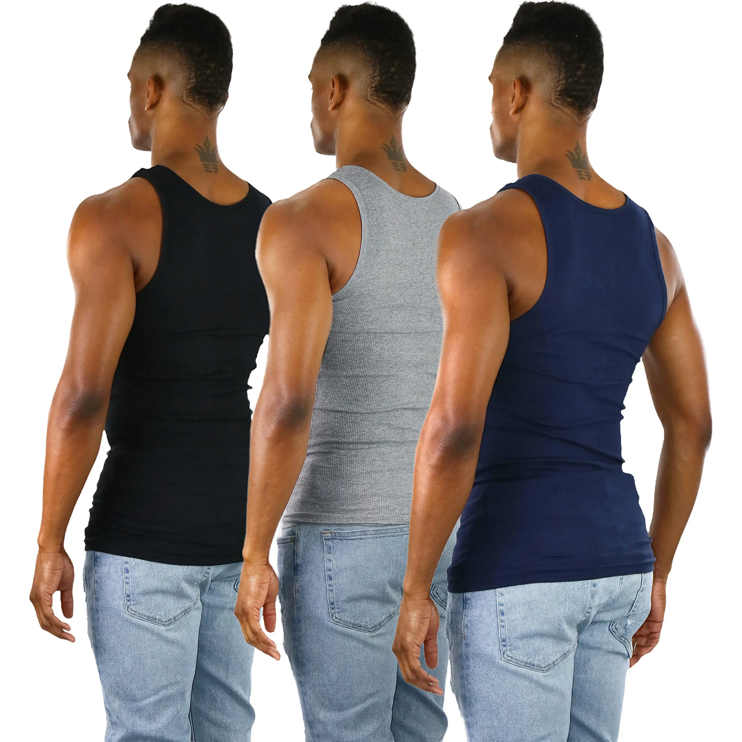 3-Pack: ToBeInStyle Men's Slim Fit Generous Length A-Shirts