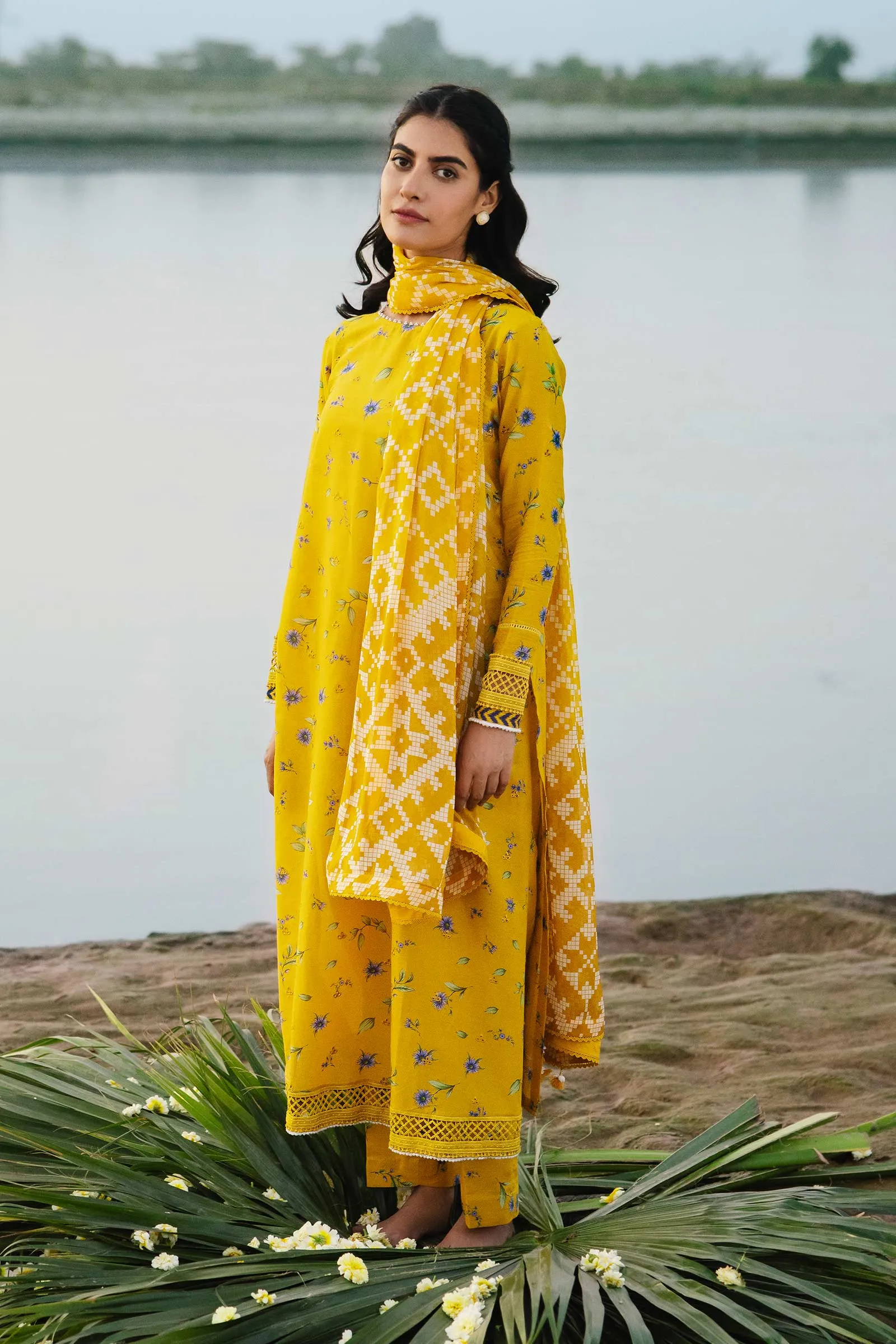 3 Piece Unstitched Embroidered Suit | 401-B