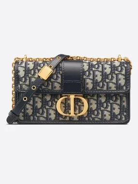 30 Montaigne East West Oblique Jacquard Chain Shoulder Bag Blue