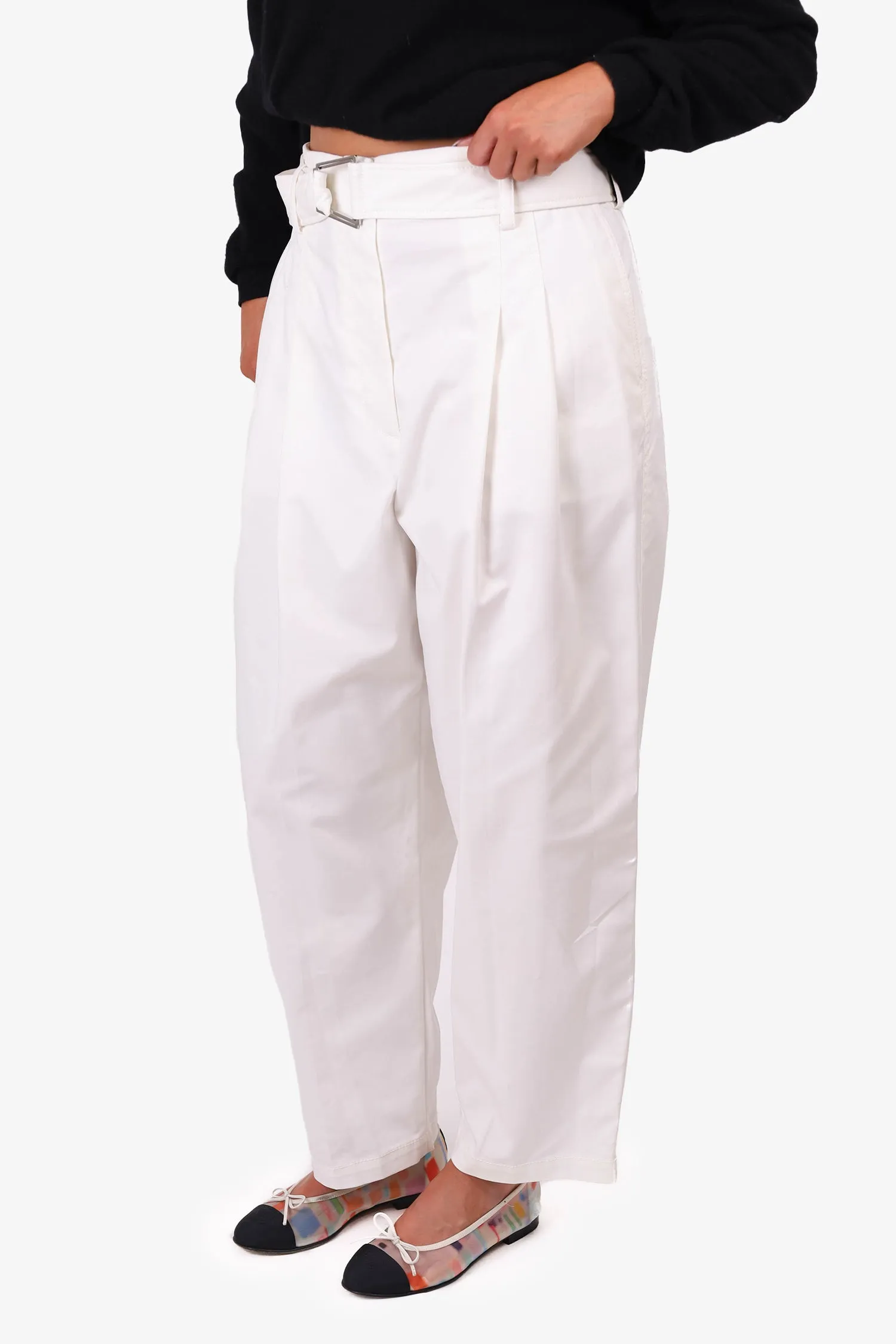 3.1 Phillip Lim White Belted Wide Leg Pants Size 12