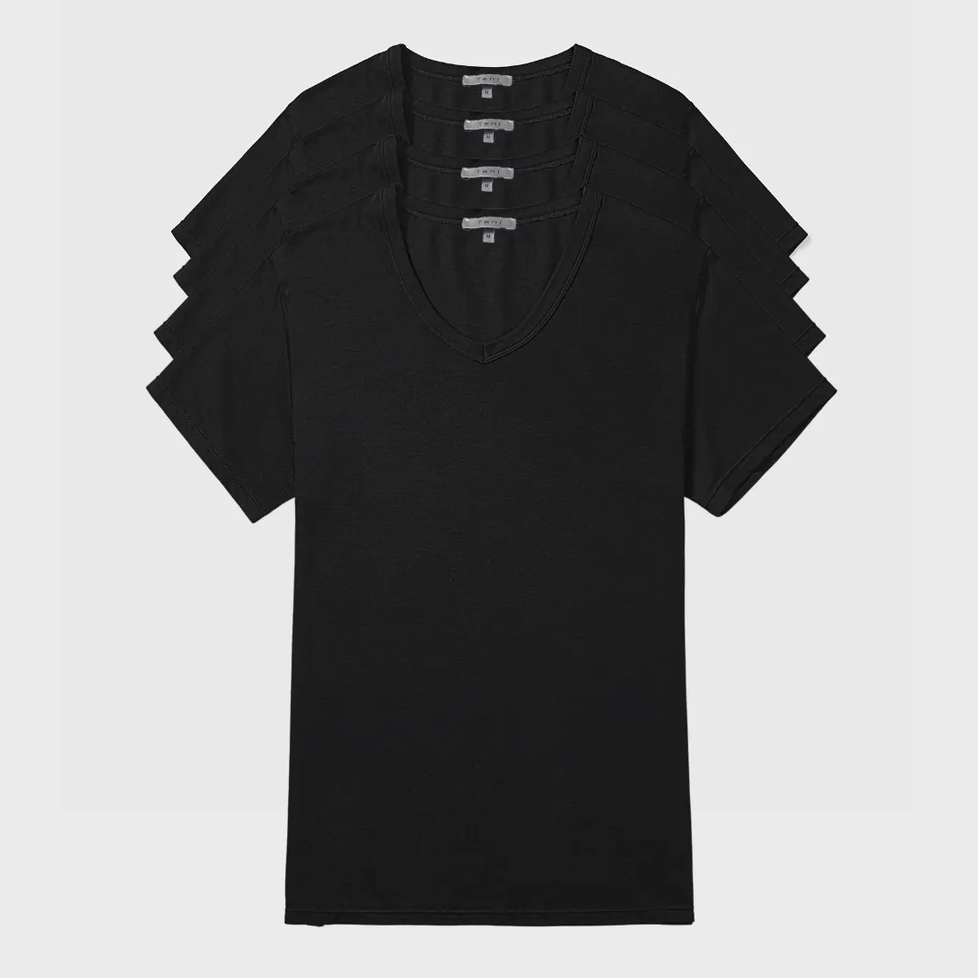 4 Pack Active TENCEL™ Lyocell Pique Knit V-Neck Tee