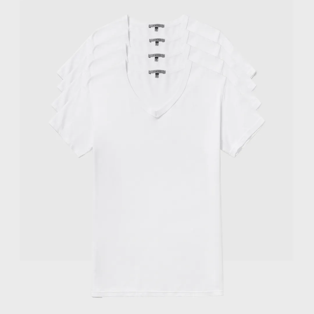 4 Pack Active TENCEL™ Lyocell Pique Knit V-Neck Tee