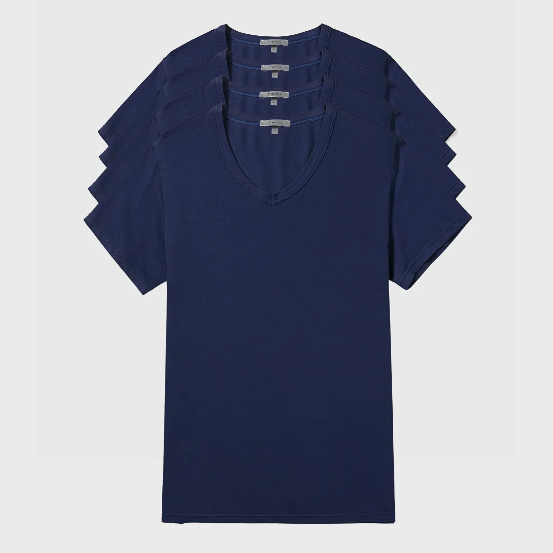 4 Pack Active TENCEL™ Lyocell Pique Knit V-Neck Tee