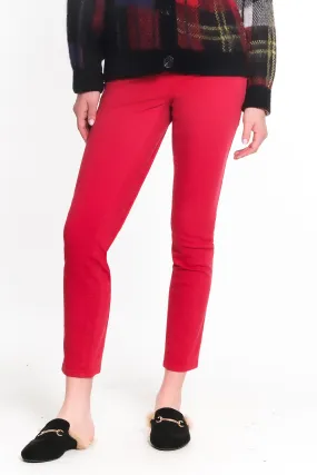 4 WAY STRETCH PULL ON SKINNY ANKLE JEAN - Ruby Red