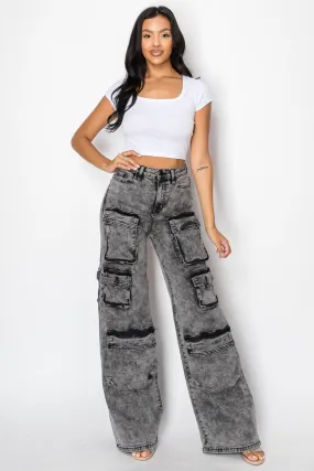40747 High Rise 3D Pocket Cargo Pants