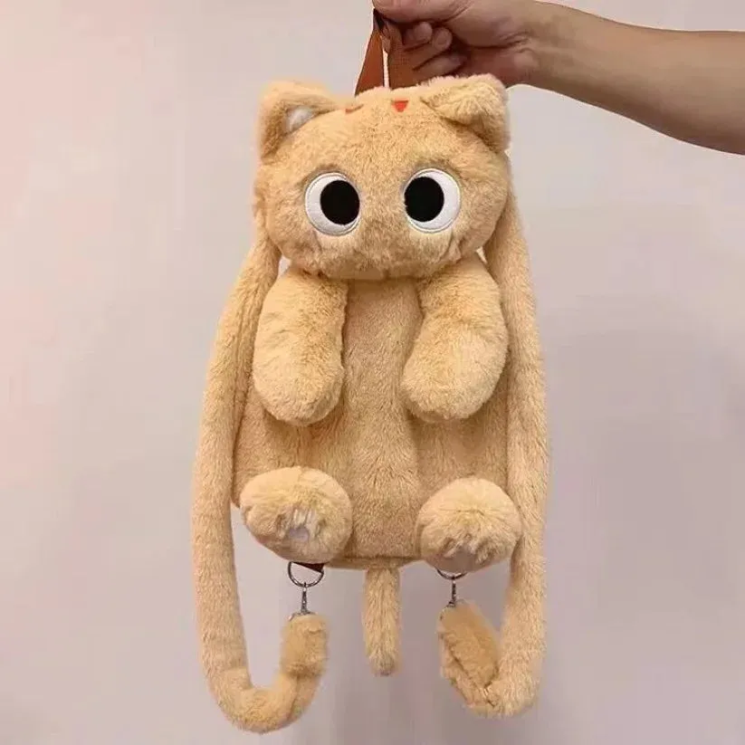 40cm Kawaii Big Eyes Cat Plush Toy Backpack – Cute Large-Capacity Stuffed Animal Bag for Boys, Girls, and Women