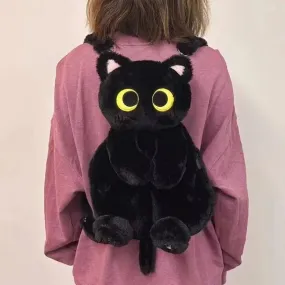40cm Kawaii Big Eyes Cat Plush Toy Backpack – Cute Large-Capacity Stuffed Animal Bag for Boys, Girls, and Women