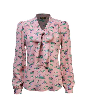 40s Pussy Bow Long Sleeve Blouse - Pixie