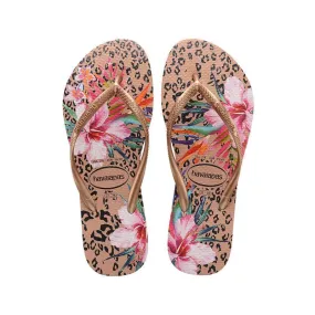 4144235 WOMEN'S SLIM ANIMAL FLORAL FLIP FLOPS