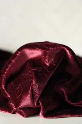 4YD PRECUT; Elderberry Paisley Embossed Stretch Velvet