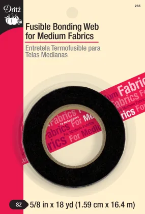 5/8" Fusible Bonding Web for Medium Fabrics, Black, 18 yd