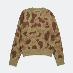 5G Camo Knit Vintage Crew Sweater - Khaki