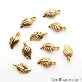 5pc Lot Leaf Shape Gold Plated 15x8mm Filigree Finding Charm Connector