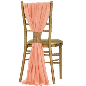 5pcs Pack of Chiffon Chair Sashes/Ties 19" x 72" - Coral