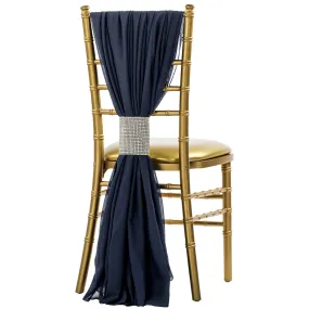 5pcs Pack of Chiffon Chair Sashes/Ties 19" x 72" - Navy Blue