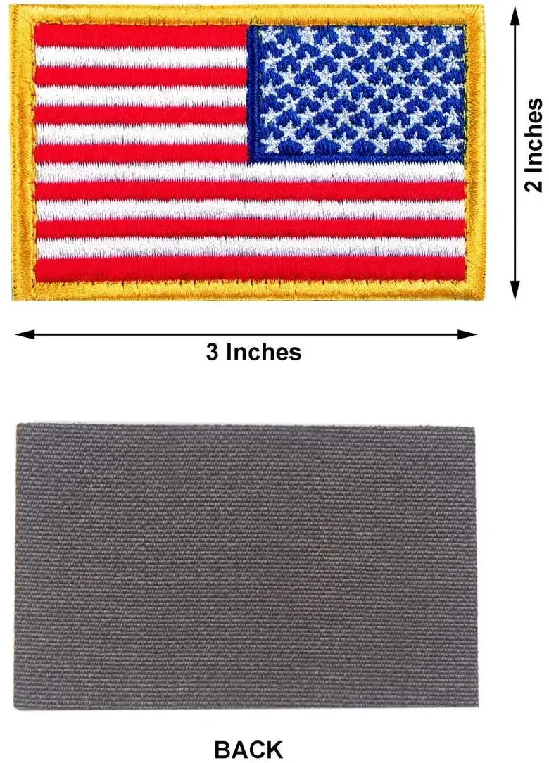 6 PCS Tactical Patches of USA US American Flag Regular and Reverse,