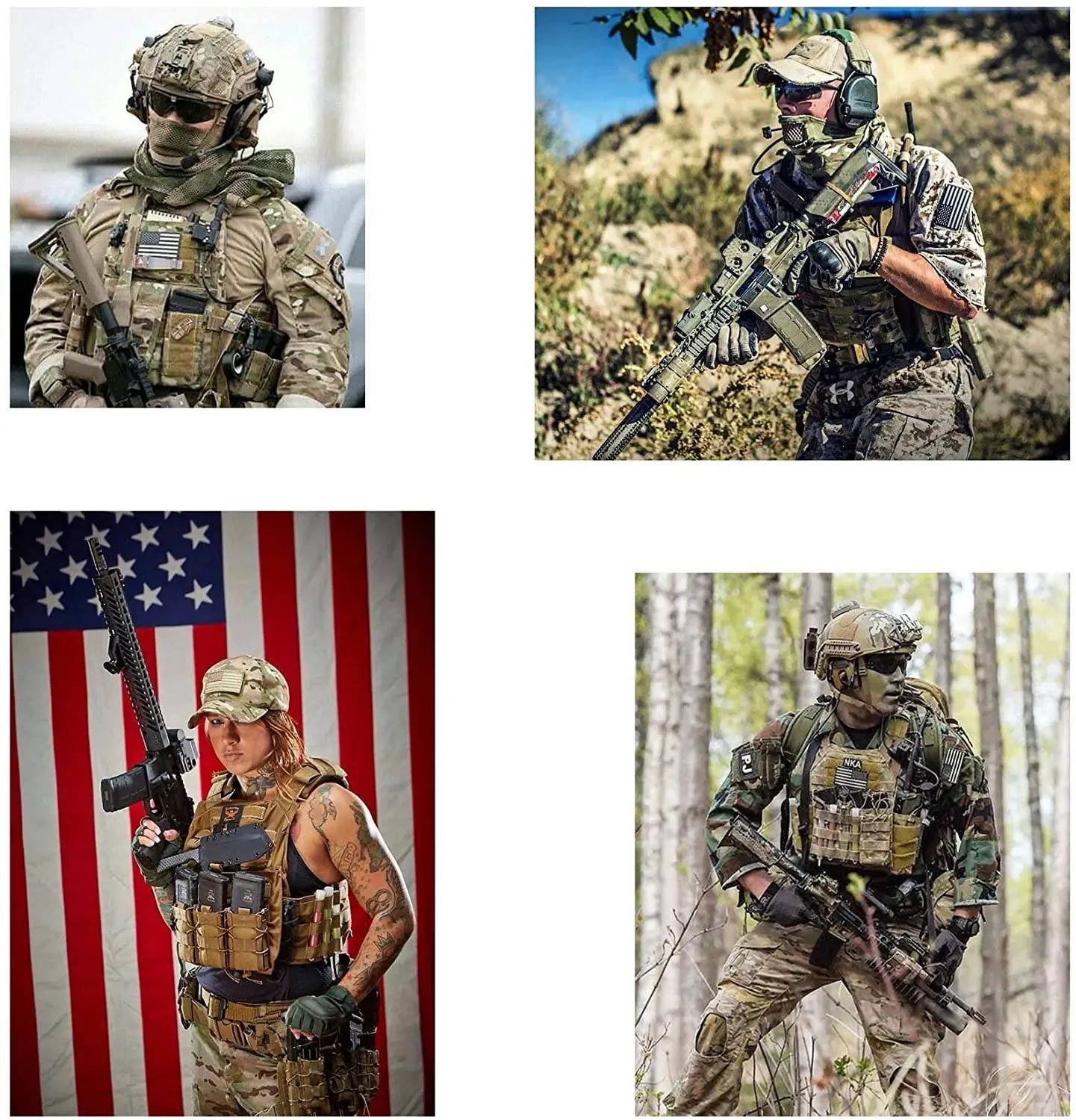 6 PCS Tactical Patches of USA US American Flag Regular and Reverse,